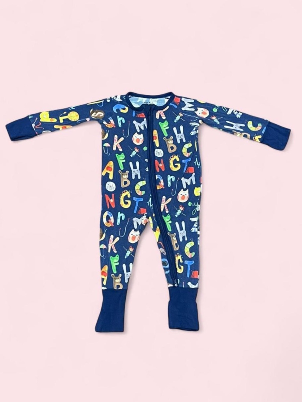 Little Sleepies 3-6M Zippy Navy Alphabet Friends Bamboo Sleeper GUC